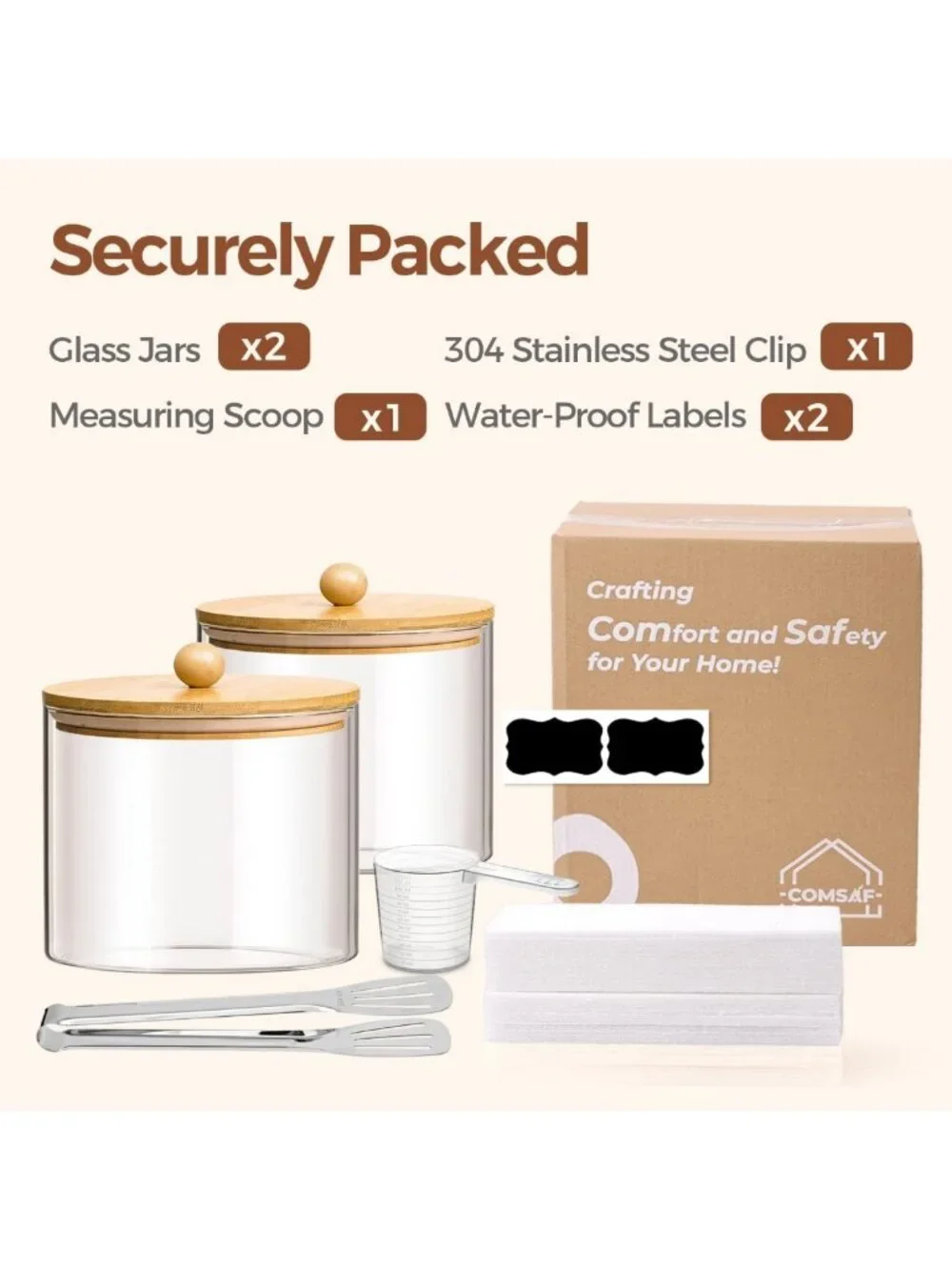 Large Glass Cookie Jar Set of 2 - 1.8 Qt Food Storage Canisters for Kitchen